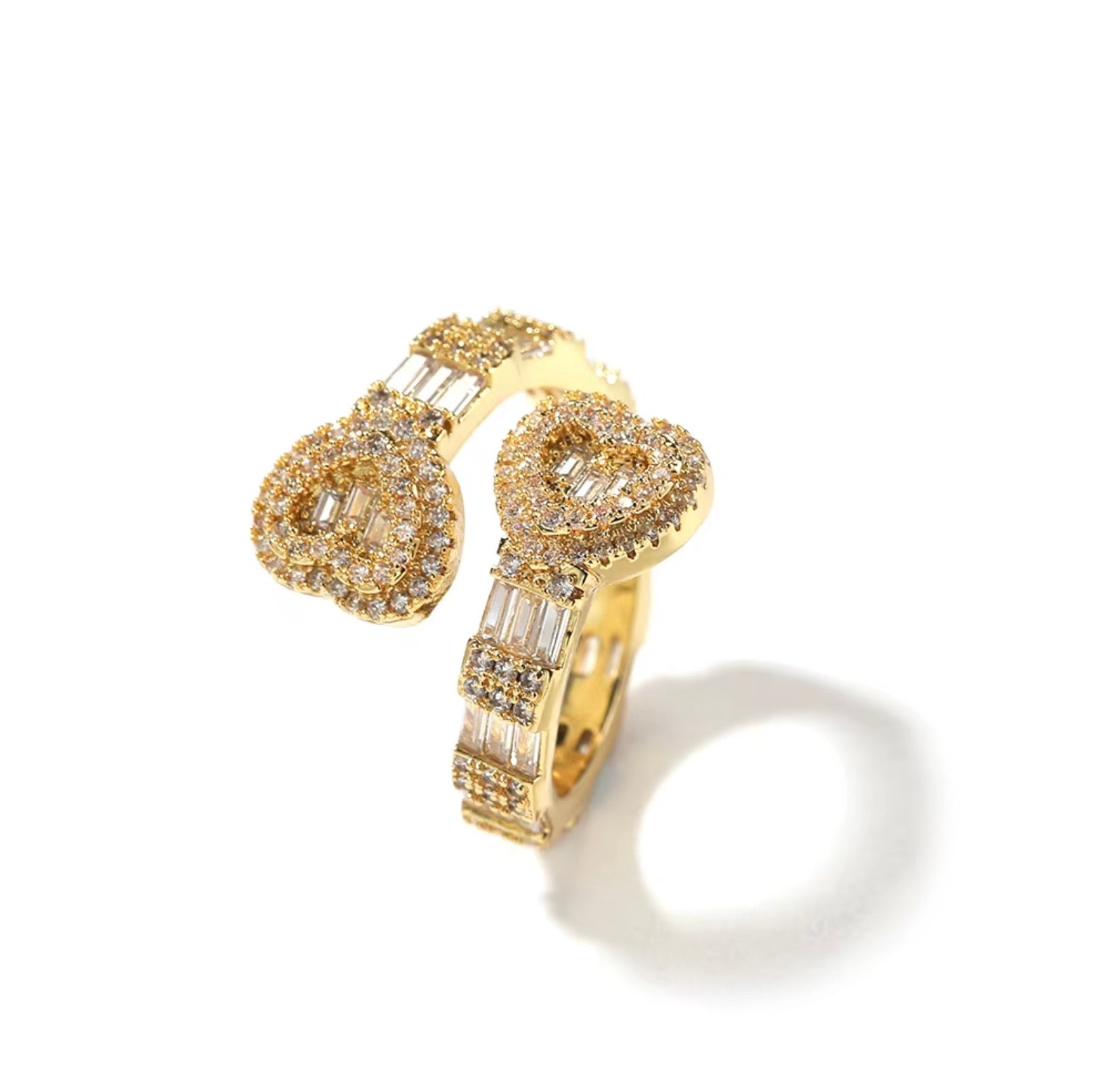 Heart On Ice Baguette Ring