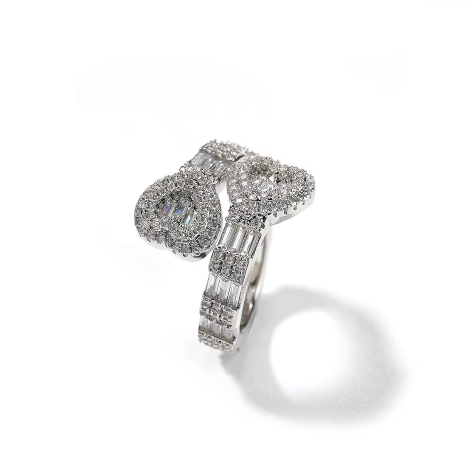 Heart On Ice Baguette Ring